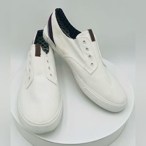 BEN SHERMAN Men's Percy Laceless Sneaker White Cotton Size 12
